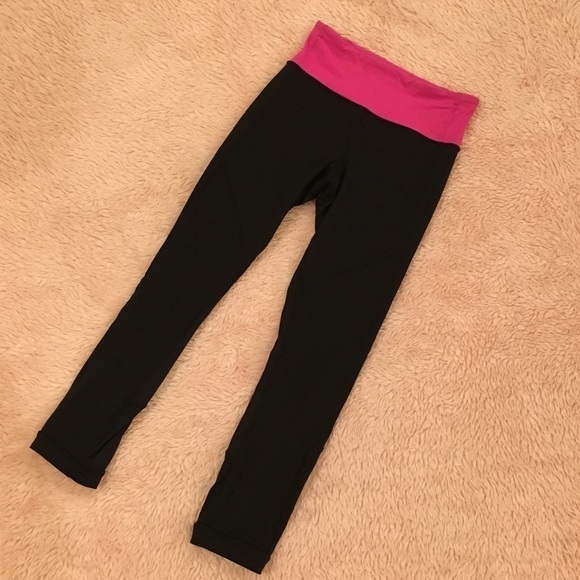 LULULEMON Women Pink Black Athletic Legging Pants Size 2 - Picture 1 of 7